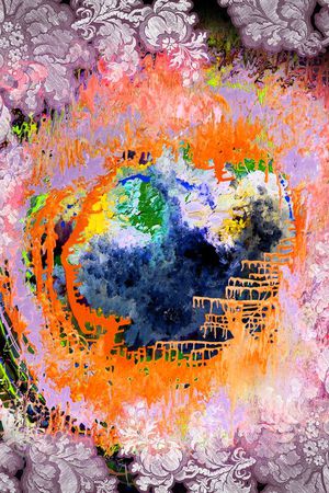 抽象 花卉 方巾 数码印花华亿平台图片