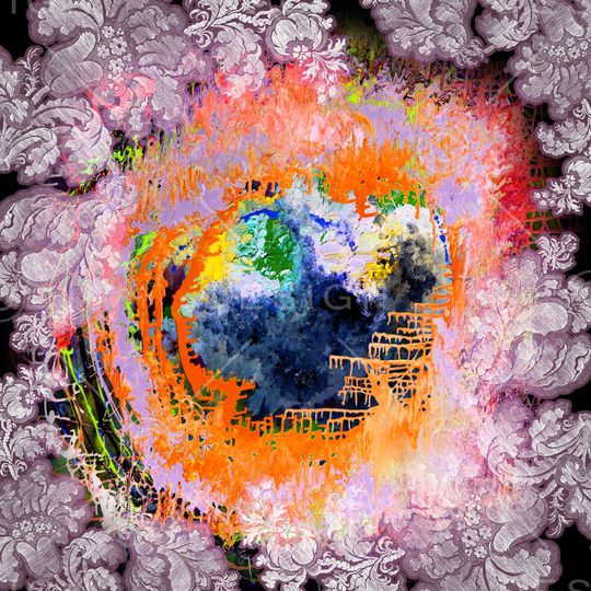 抽象 花卉 方巾 数码印花华亿平台图片