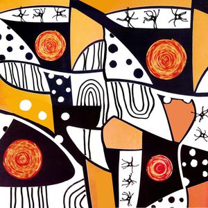 方巾 插画 抽象 色块印花华亿平台图片