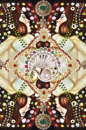 珠宝 钻石 首饰 璀璨 闪烁 华贵 富丽 方巾 部落风印花华亿平台图片