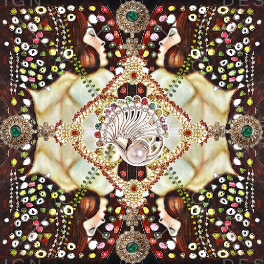 珠宝 钻石 首饰 璀璨 闪烁 华贵 富丽 方巾 部落风印花华亿平台图片