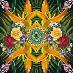 花卉 对称 镜像 数码印花华亿平台图片