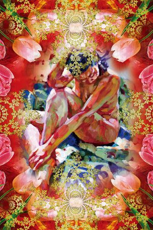 花卉 郁金香 人物 数码印花华亿平台图片