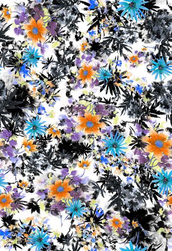 256009-多彩水彩效果花卉花朵组合