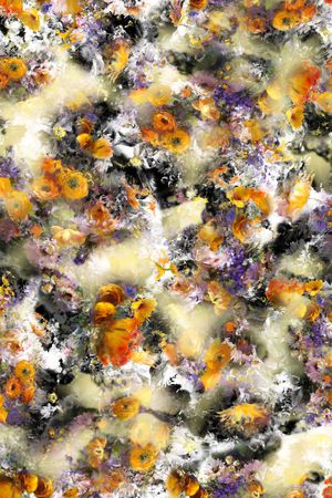 多彩 水彩 花卉 花朵印花华亿平台图片