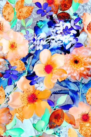 花卉 水彩 多彩印花华亿平台图片