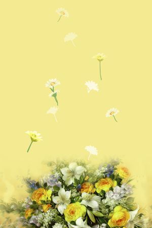 定位 花卉 黄底 蒲公英印花华亿平台图片