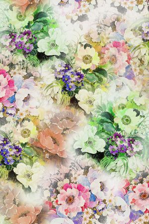 水彩 花卉 清新 淡雅 舒适 家纺 印花华亿平台图片