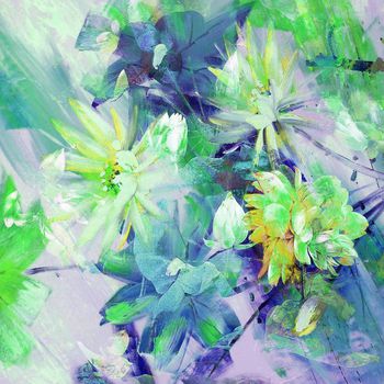 256178-水彩油画笔触大花卉印花长巾