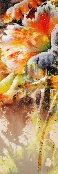 水彩 笔触 大花 荷花 荷叶 水墨 肌理 长巾印花华亿平台图片