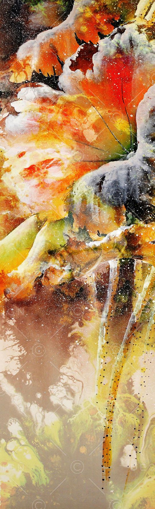 水彩 笔触 大花 荷花 荷叶 水墨 肌理 长巾印花华亿平台图片