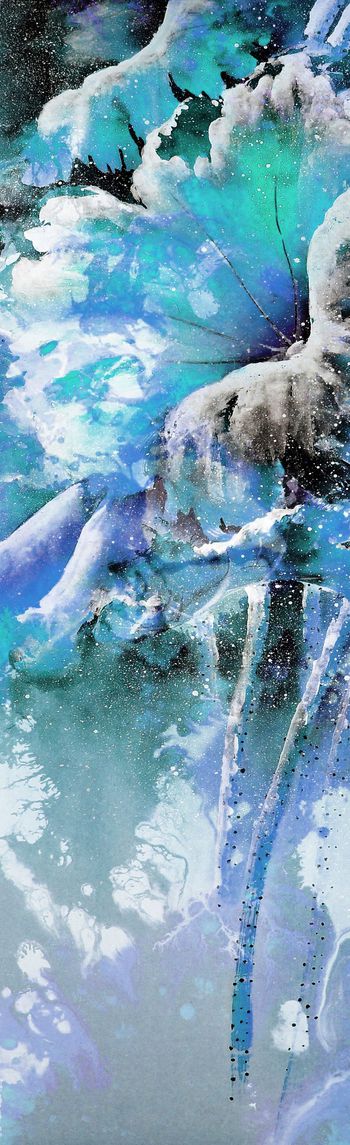 256180-水彩笔触大花卉荷叶水墨印花长巾