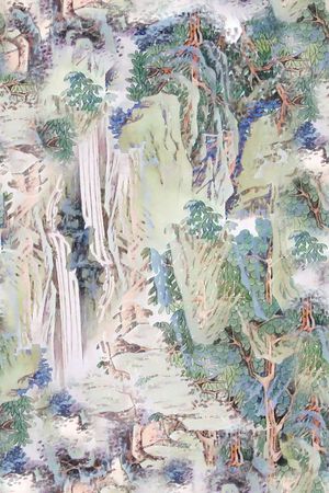 中国风 山水 水墨 水彩 清新 淡雅 大气 深山印花华亿平台图片