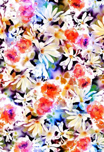 256203-水彩水墨效果花卉花朵组合