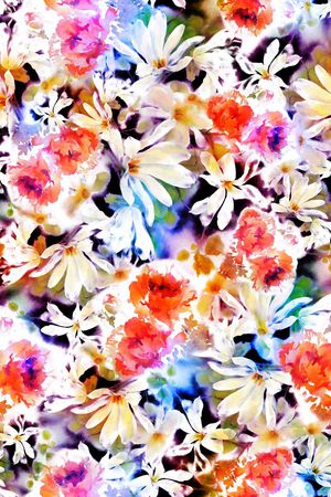 水彩 水墨 花卉 清新 时尚印花华亿平台图片