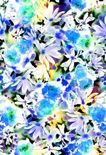 256204-水彩水墨效果花卉花朵组合