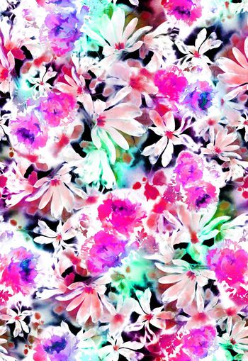 256205-水彩水墨效果花卉花朵组合