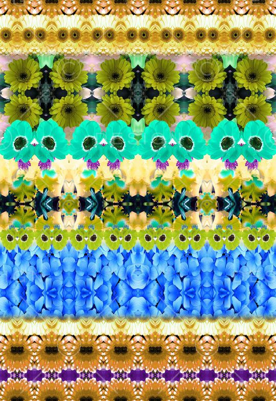 多彩 条纹 花卉 对称 镜像印花华亿平台图片