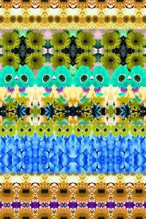 多彩 条纹 花卉 对称 镜像印花华亿平台图片