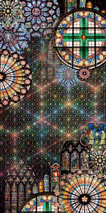 256355-彩色花窗玻璃长巾图案