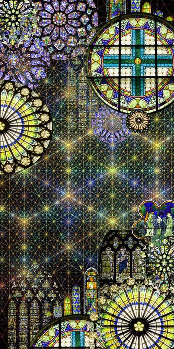 256356-彩色花窗玻璃长巾图案