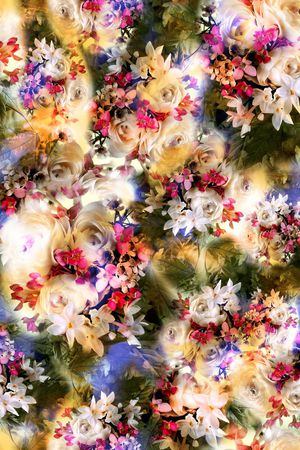 多彩 花卉 写实 照片印花华亿平台图片