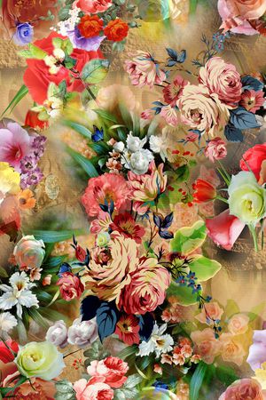 迷人 花卉 玫瑰 时尚印花华亿平台图片