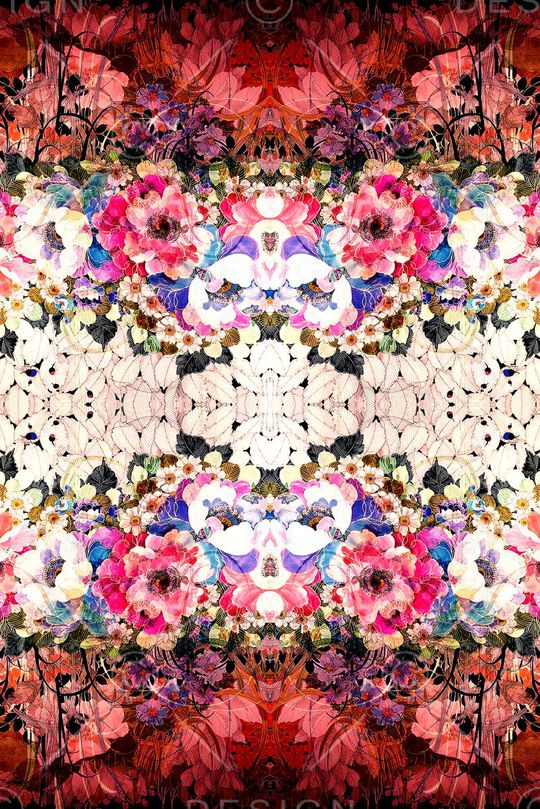 对称 镜像 花卉印花华亿平台图片