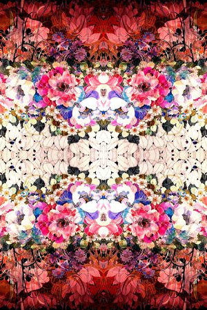 对称 镜像 花卉印花华亿平台图片