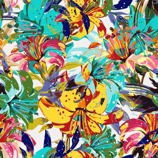 色彩 花卉 鲜艳印花华亿平台图片