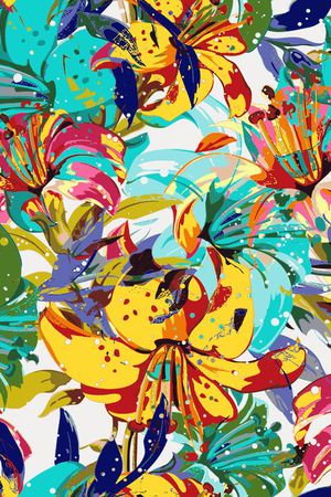 色彩 花卉 鲜艳印花华亿平台图片