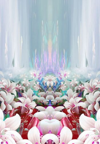 256558-花卉拉丝效果绽放印花