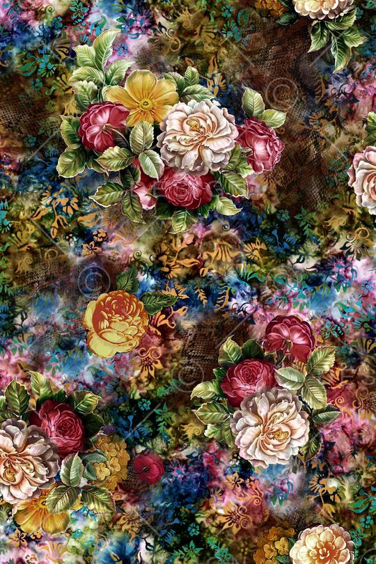 古典 花卉 老人服装 老人装 暗色调印花华亿平台图片