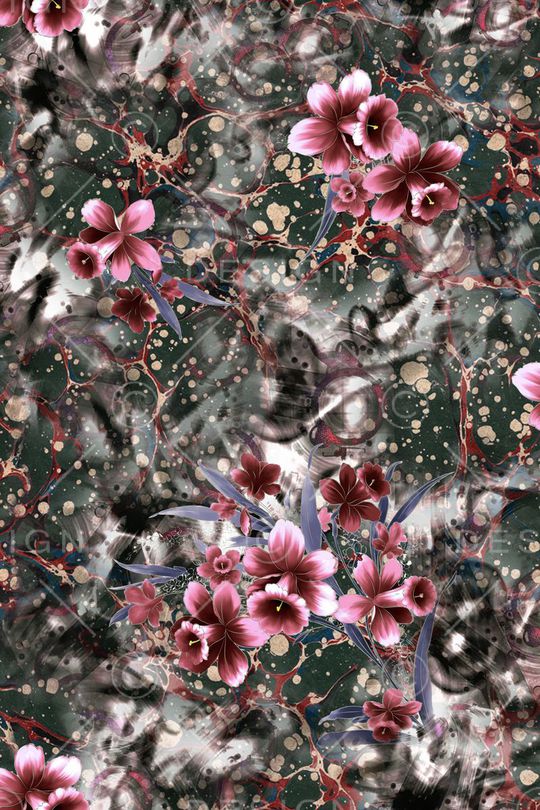 花卉 老人服装 老人装 暗色调 水彩印花华亿平台图片