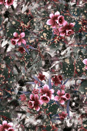 花卉 老人服装 老人装 暗色调 水彩印花华亿平台图片