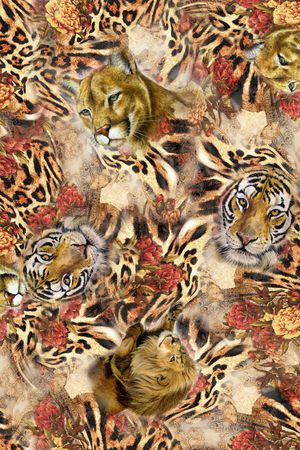 老虎 柿子 猎豹 虎纹 豹纹 动物纹 野兽 动物 森林之王印花华亿平台图片