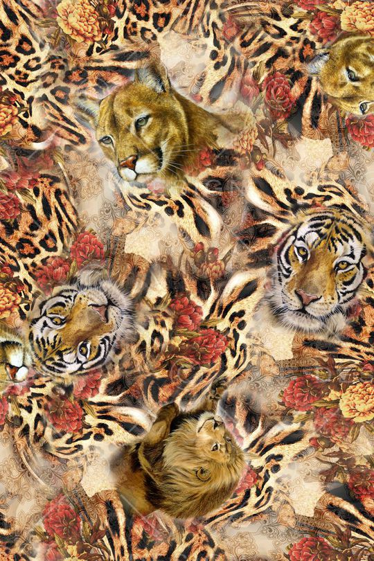 老虎 柿子 猎豹 虎纹 豹纹 动物纹 野兽 动物 森林之王印花华亿平台图片