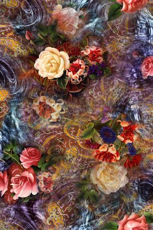 肌理 花卉 老人服装 老人装 暗色调印花华亿平台图片