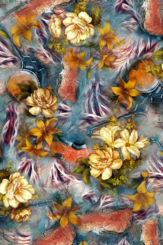 花卉 油画 肌理印花华亿平台图片