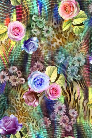 豹纹 虎纹 动物纹 花卉印花华亿平台图片