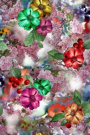 花卉 多彩印花华亿平台图片