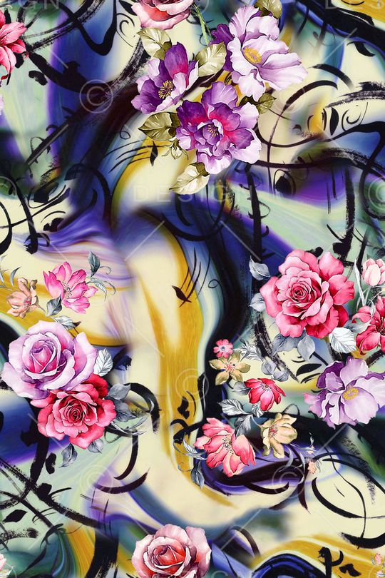 多彩 花卉 抽象印花华亿平台图片