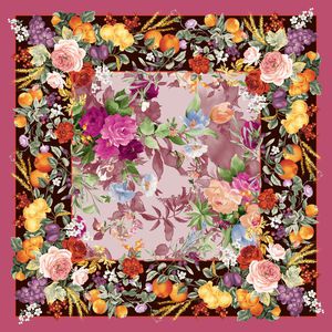 方巾 花卉 油彩 边框印花华亿平台图片