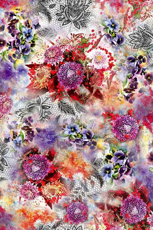 花卉 蕾丝 清新 淡雅印花华亿平台图片