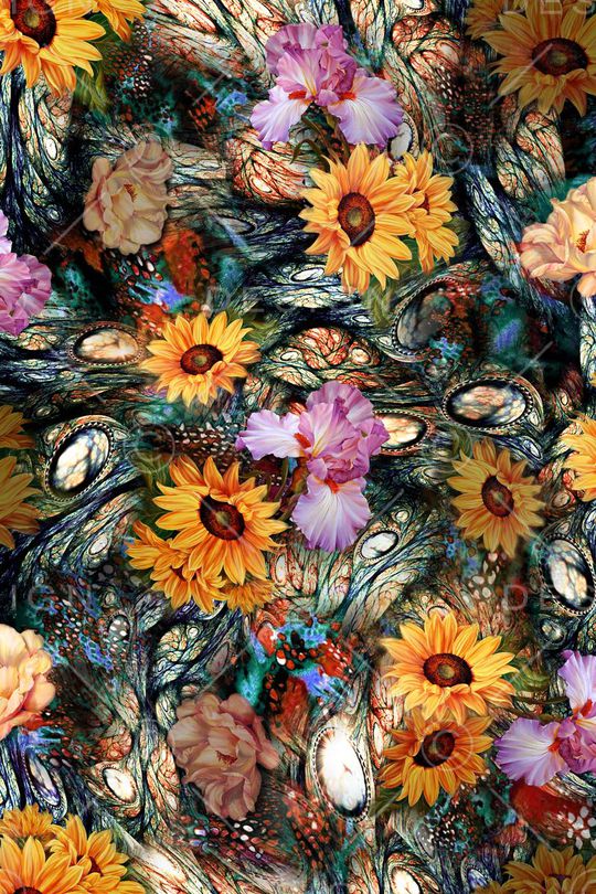 花卉 老人服装 老人装 暗色调 肌理 炫彩 印花华亿平台图片