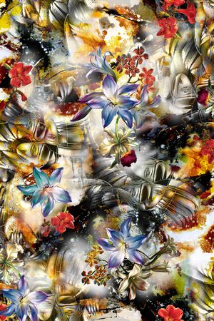 花卉 老人服装 老人装 暗色调 肌理 炫彩 印花华亿平台图片