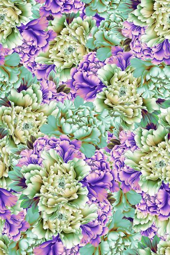 256630-WT171繁花满布写实牡丹印花华亿平台