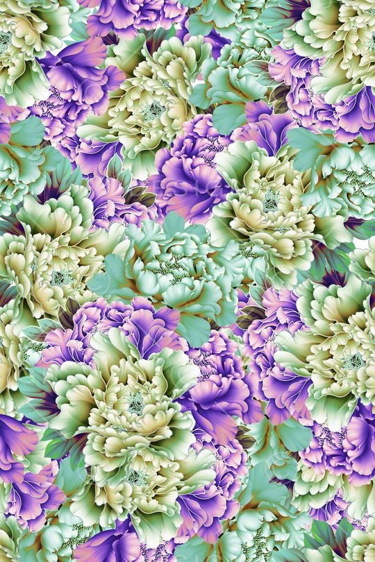 牡丹 花卉 满底印花华亿平台图片