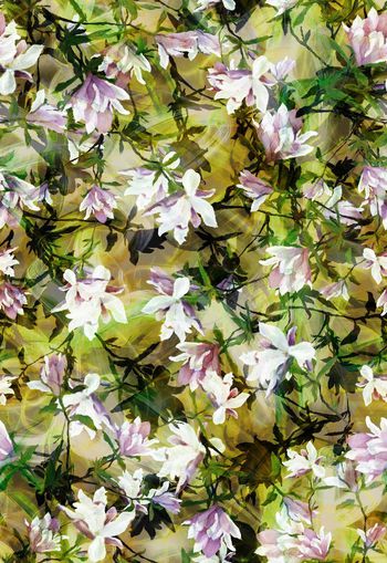 256636-油画水墨水彩效果花卉花朵组合