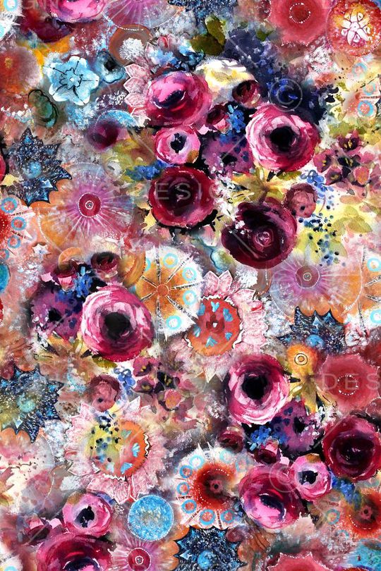 花卉 老人服装 老人装 暗色调 肌理 手绘印花华亿平台图片